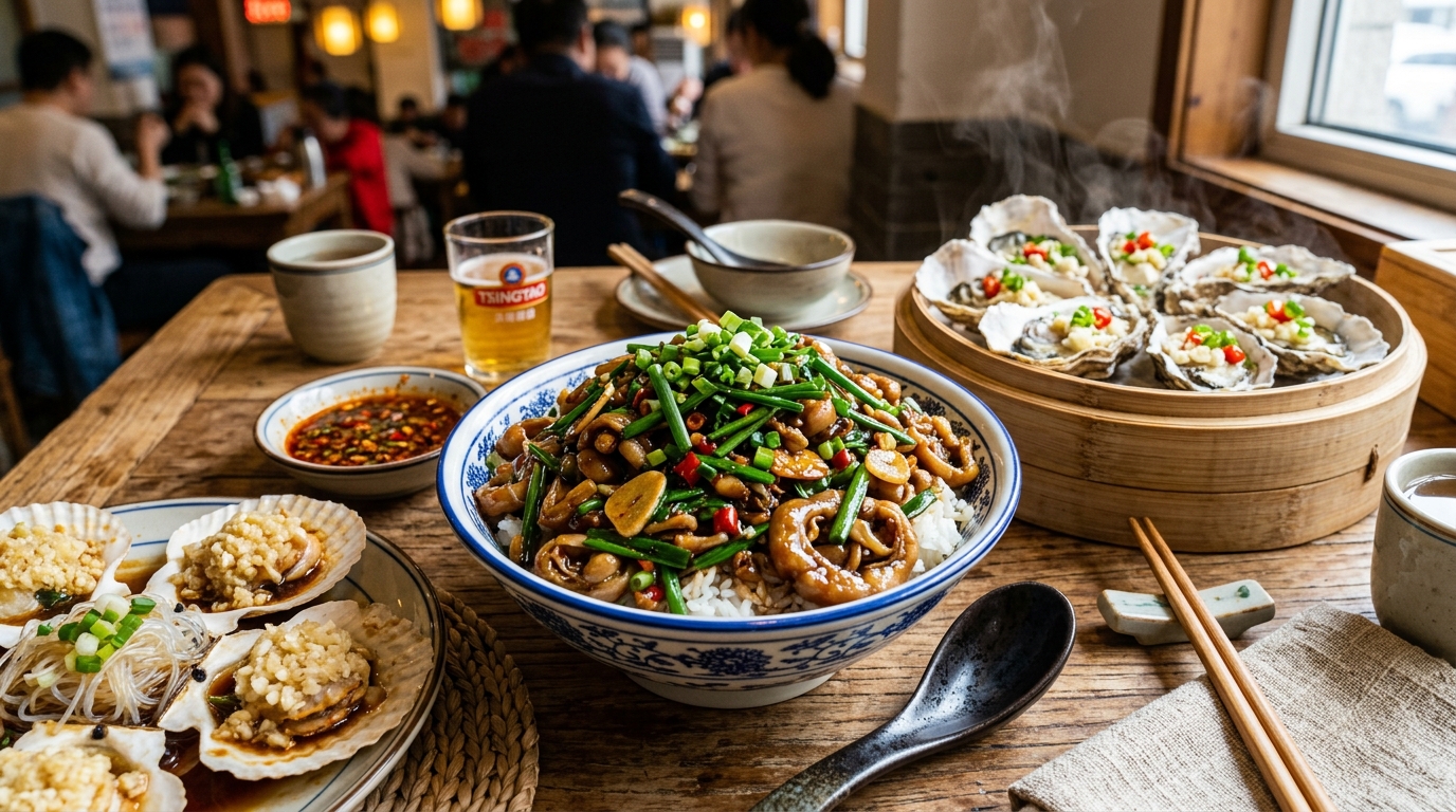 烟台海鲜大餐海肠捞饭